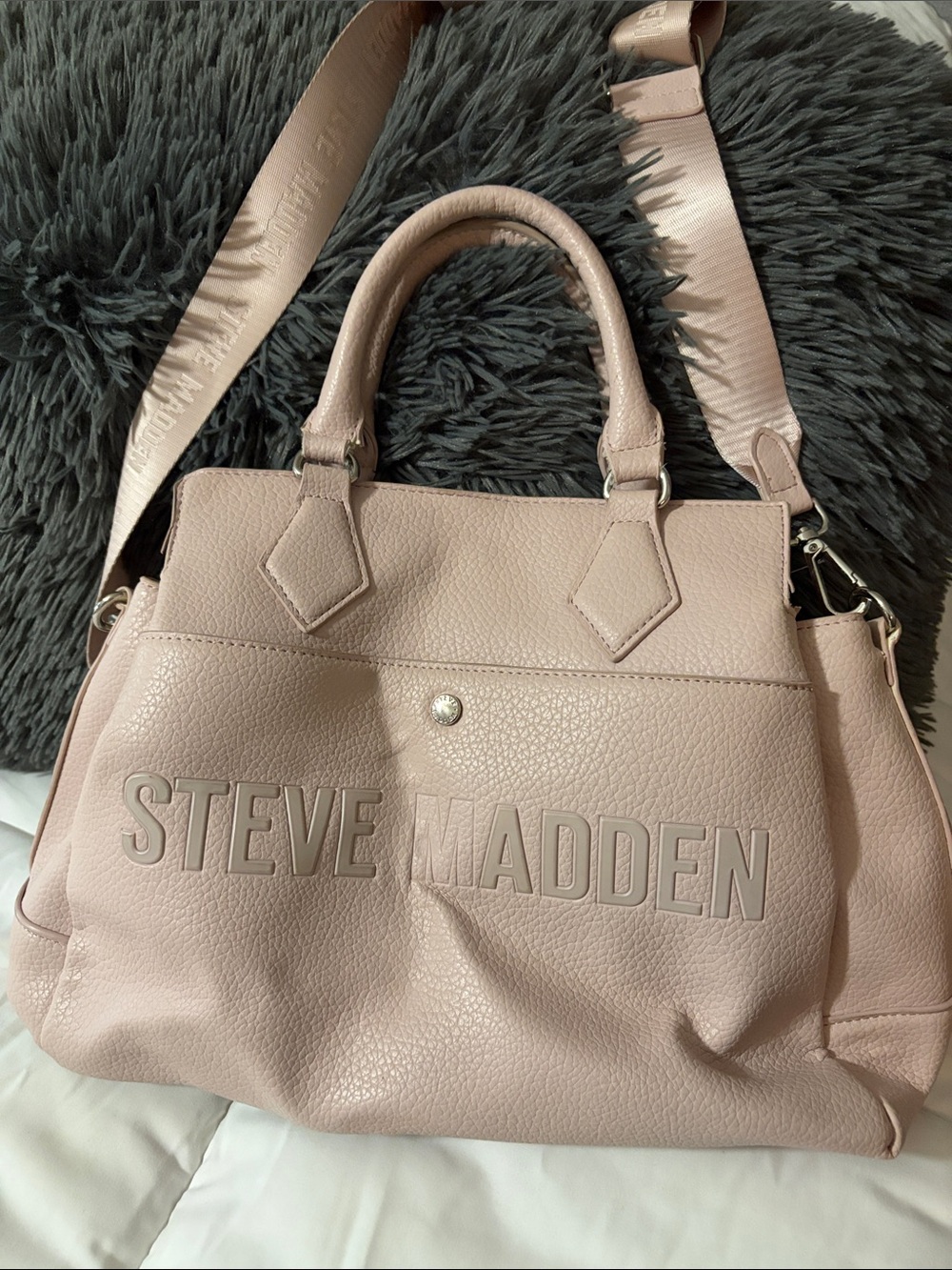 Steve Madden Pink Pebble-Textured Tote with Logo